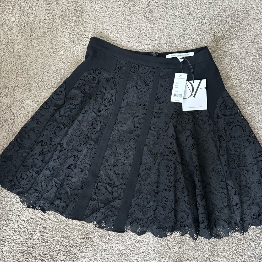 Diane Von Furstenberg Black Lace Skirt | NWT